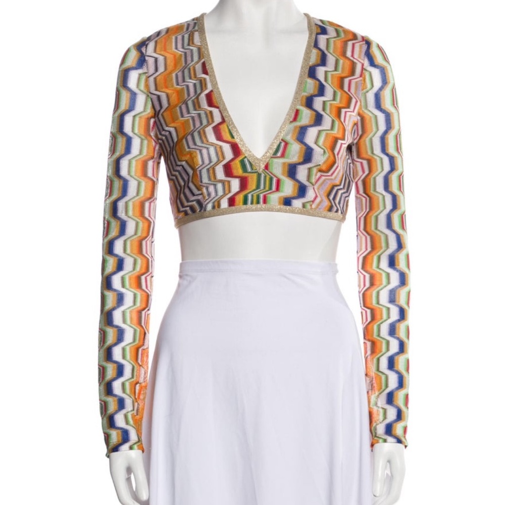 Alexis printed plunge neckline crop top